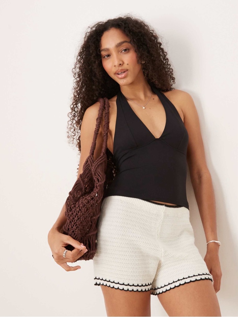 Free People Intimately Free Still Here Black Halter Tank Top Medium